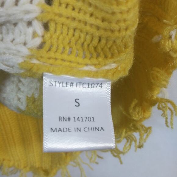 Dress Up Bright Multicolor Stripe Over Sized Distressed Knit Sweater Size S - Picture 5 of 6